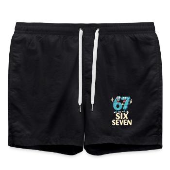 US Flag 67 Memes Six Seven - Badeshorts - Schwarz - Vorne - AI Model Male 185 light (185cm)
