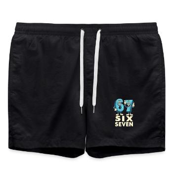 US Flag 67 Memes Six Seven - Swim Trunks - black - Front - AI Model Male 185 light (185cm)