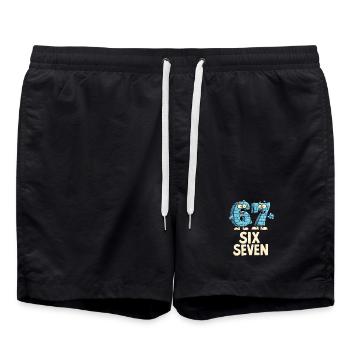 US Flag 67 Memes Six Seven - Badeshorts - Schwarz - Vorne - AI Model Male 185 light (185cm)