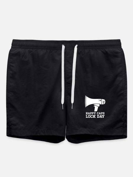 Megaphone Happy Caps Lock Day Nerd - Swim Trunks - black