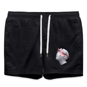 Zerfallender Kopf, innere Gedanken als Trümmer - Badeshorts - Schwarz - Vorne - AI Model Male 185 light (185cm)