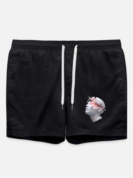 Decaying head, inner thoughts as debris - Swim Trunks - black