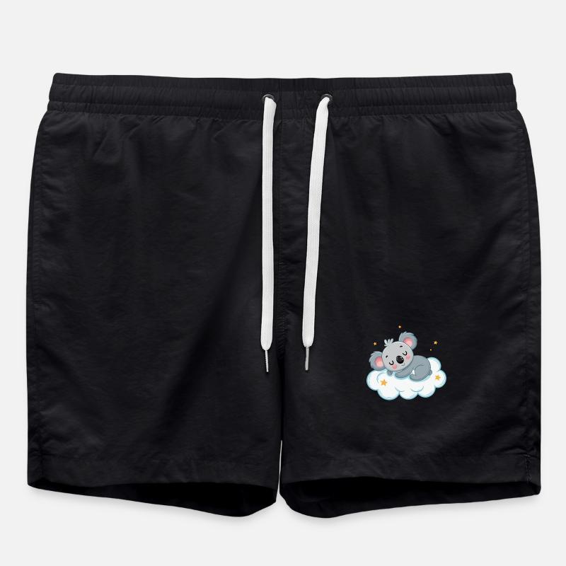 Dreamy Koala on Starry Cloud - Swim Trunks - black