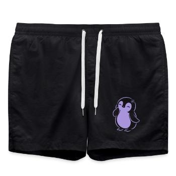 Cute Minimalist Penguin Silhouette Girl - Swim Trunks - black - Front - AI Model Male 185 light (185cm)