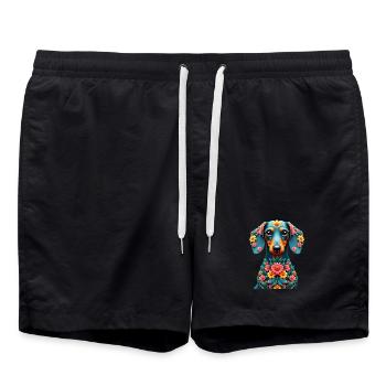 Dackel Dachshund Tekel - Badeshorts - Schwarz - Vorne - AI Model Male 185 light (185cm)
