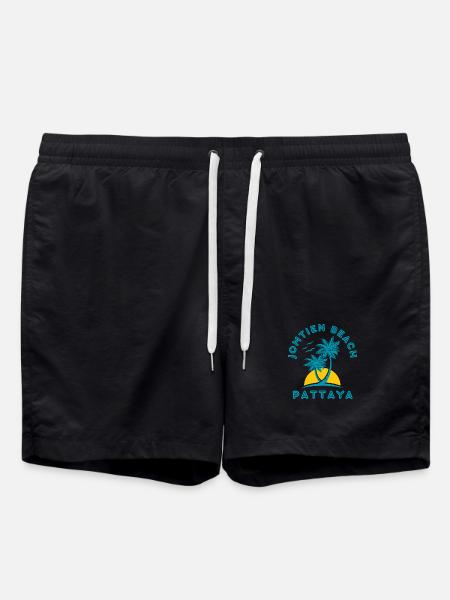 Pattaya Beach Palm Sunset - Swim Trunks - black