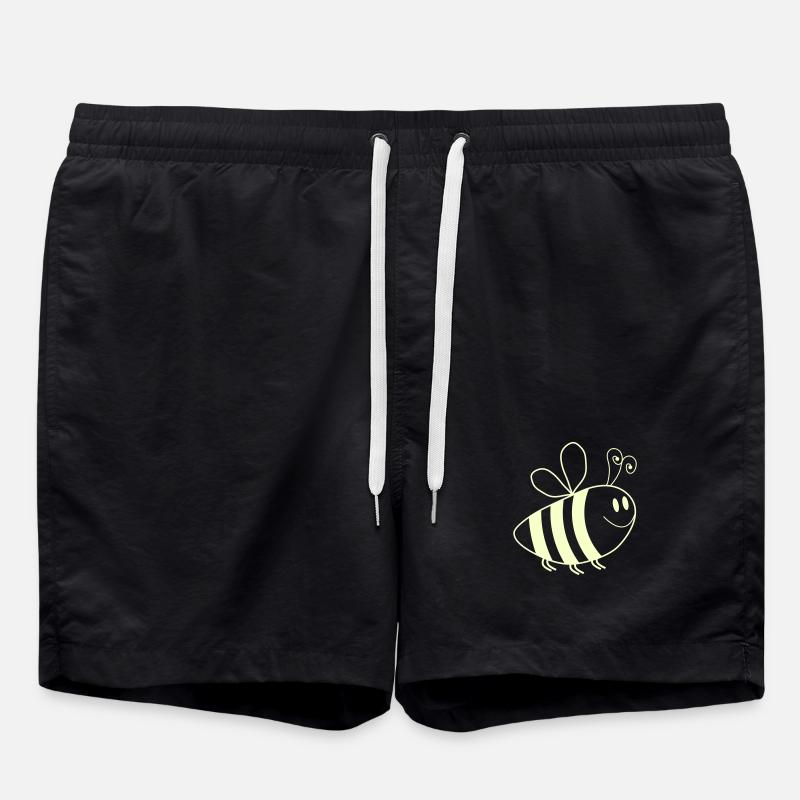 Smiling Bees Pattern - Swim Trunks - black