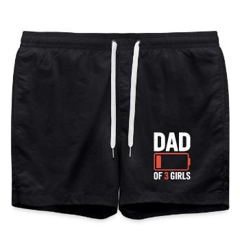 Papa de 3 filles Batterie Shirt - Short de bain - noir - Devant - AI Model Male 185 light (185cm)
