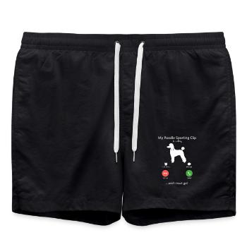 Poodle Incoming Call Funny Phone Interface Art - Swim Trunks - black - Front - AI Model Male 185 light (185cm)