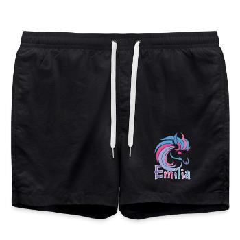 Emilia Pastellpferd Zauber - Badeshorts - Schwarz - Vorne - AI Model Male 185 light (185cm)
