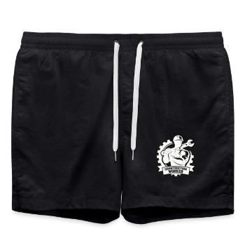 Ouvrier du bâtiment robuste avec engrenages - Short de bain - noir - Devant - AI Model Male 185 light (185cm)