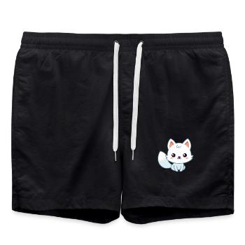 Renard pastel blanc kawaii - Short de bain - noir - Devant - AI Model Male 185 light (185cm)