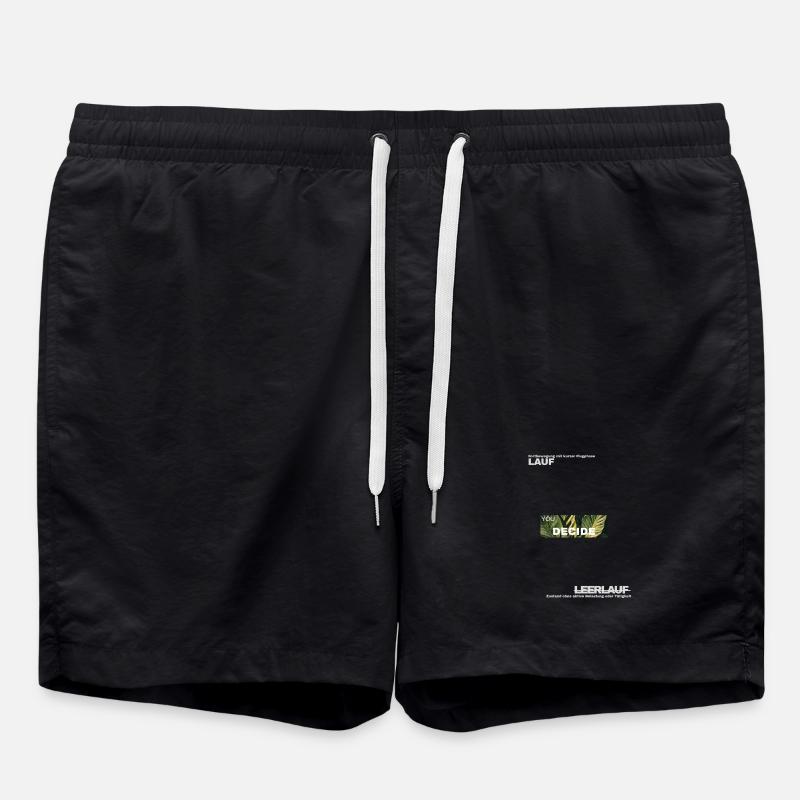 Decisions – Leaf Green Motif - Swim Trunks - black