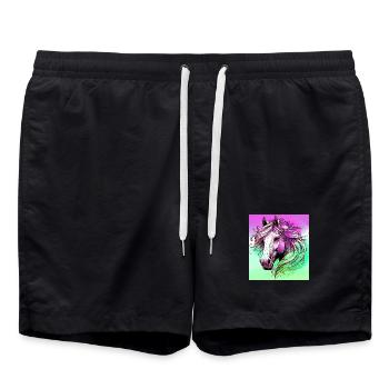 Pferd - Badeshorts - Schwarz - Vorne - AI Model Male 185 light (185cm)