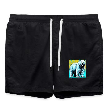 ours blanc - Short de bain - noir - Devant - AI Model Male 185 light (185cm)
