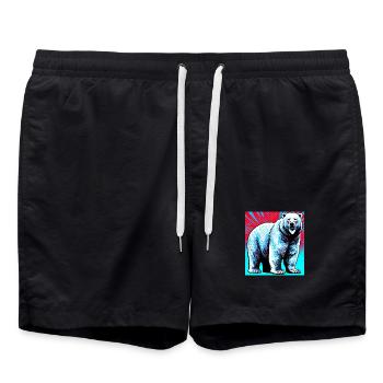 ours blanc - Short de bain - noir - Devant - AI Model Male 185 light (185cm)