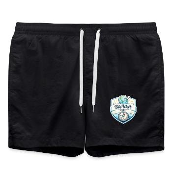 Die Welt ruft Reisepatch - Badeshorts - Schwarz - Vorne - AI Model Male 185 light (185cm)
