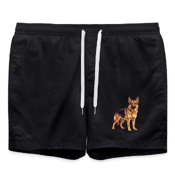 Geometrische Deutscher Schäferhund Low Poly Hundekunst - Badeshorts - Schwarz - Vorne - AI Model Male 185 light (185cm)