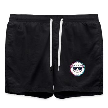 Mouton hipster lunettes noires - Short de bain - noir - Devant - AI Model Male 185 light (185cm)
