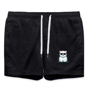Polar Bear Shiny Glasses - Swim Trunks - black - Front - AI Model Male 185 light (185cm)