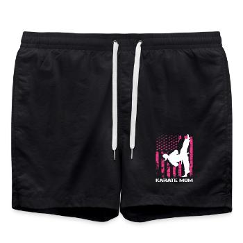 Karaté Mom USA Drapeau Arts Martiaux Maman Rose - Short de bain - noir - Devant - AI Model Male 185 light (185cm)