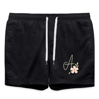 Monogramm Eine Blüte - Badeshorts - Schwarz - Vorne - AI Model Male 185 light (185cm)