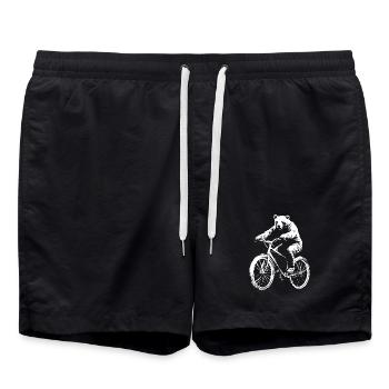 Funny Bicycle Bear Wheel Rider Gift - Swim Trunks - black - Front - AI Model Male 185 light (185cm)