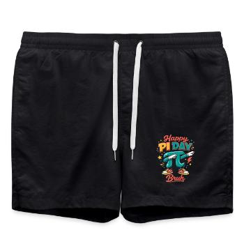 Happy Pi Day Bruh Dabbing Pi Mathe Spruch Retro - Badeshorts - Schwarz - Vorne - AI Model Male 185 light (185cm)