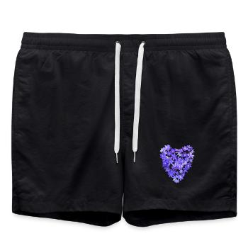 Blaues Veilchenherz - Badeshorts - Schwarz - Vorne - AI Model Male 185 light (185cm)