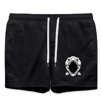 Hecht Barrakuda Maskottchen-Logo Angeln Sport Gaming - Badeshorts - Schwarz - Vorne - AI Model Male 185 light (185cm)