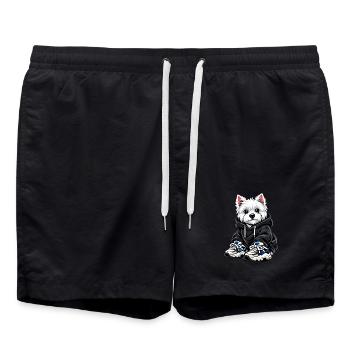 Westie cool en sweat à capuche et baskets oversize - Short de bain - noir - Devant - AI Model Male 185 light (185cm)