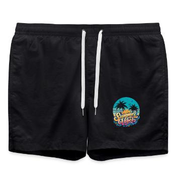 Ambiance estivale avec des palmiers - Short de bain - noir - Devant - AI Model Male 185 light (185cm)