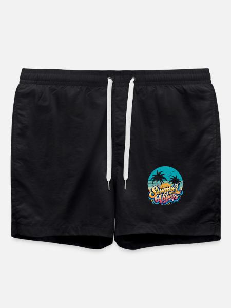 Summer vibes with palm trees - Swim Trunks - black