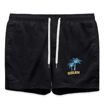 Sizilien als Palmen - Badeshorts - Schwarz - Vorne - AI Model Male 185 light (185cm)