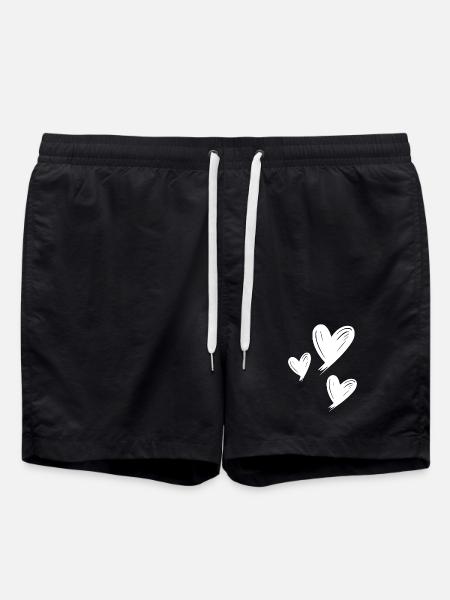 Herzen - Badeshorts - Schwarz