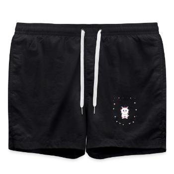 Katzenherz im Blütenkreis - Badeshorts - Schwarz - Vorne - AI Model Male 185 light (185cm)