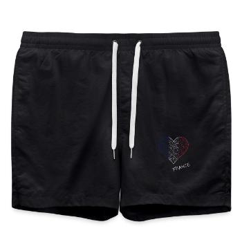 France, cœur aux couleurs françaises, France - Short de bain - noir - Devant - AI Model Male 185 light (185cm)