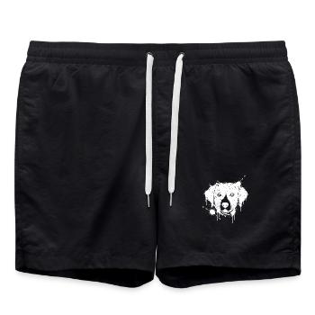 Labrador Paint Splash White Dog Head - Swim Trunks - black - Front - AI Model Male 185 light (185cm)