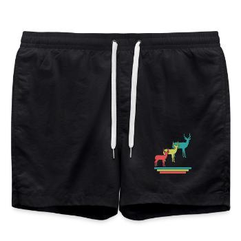 Safari des silhouettes d’antilopes - Short de bain - noir - Devant - AI Model Male 185 light (185cm)