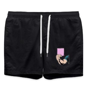 Pinke Karte - Badeshorts - Schwarz - Vorne - AI Model Male 185 light (185cm)