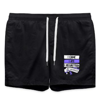 Reizdarm Humor - Ich aß und bereute - Badeshorts - Schwarz - Vorne - AI Model Male 185 light (185cm)