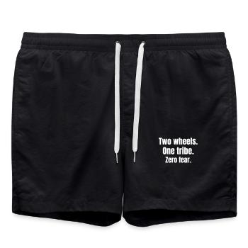 Two wheels. One tribe. Zero fear. - Badeshorts - Schwarz - Vorne - AI Model Male 185 light (185cm)
