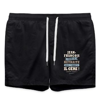 Jean-François humour retraite cadeau retraité - Short de bain - noir - Devant - AI Model Male 185 light (185cm)
