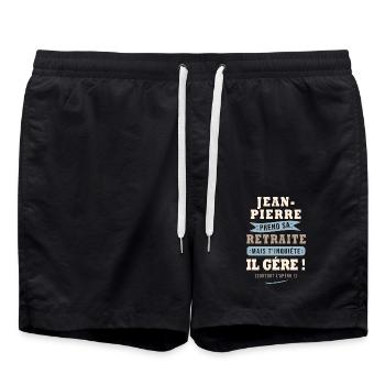Jean-Pierre humour retraite cadeau retraité - Short de bain - noir - Devant - AI Model Male 185 light (185cm)