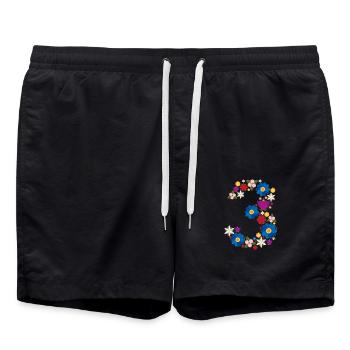 Flowers 3 - Swim Trunks - black - Front - AI Model Male 185 light (185cm)
