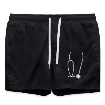 Stethoscope medicine doctor doctor practice KH gift - Swim Trunks - black - Front - AI Model Male 185 light (185cm)
