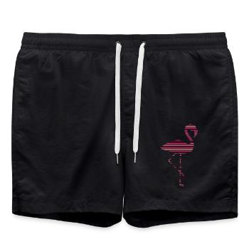 stripes lines pattern silhouette outline flamingo - Swim Trunks - black - Front - AI Model Male 185 light (185cm)