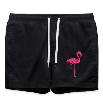 risse kratzer muster silhouette umriss flamingo cl - Badeshorts - Schwarz - Vorne - AI Model Male 185 light (185cm)