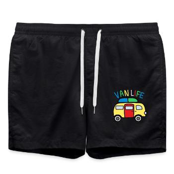 Freedom and Adventure: Camping Life - Swim Trunks - black - Front - AI Model Male 185 light (185cm)
