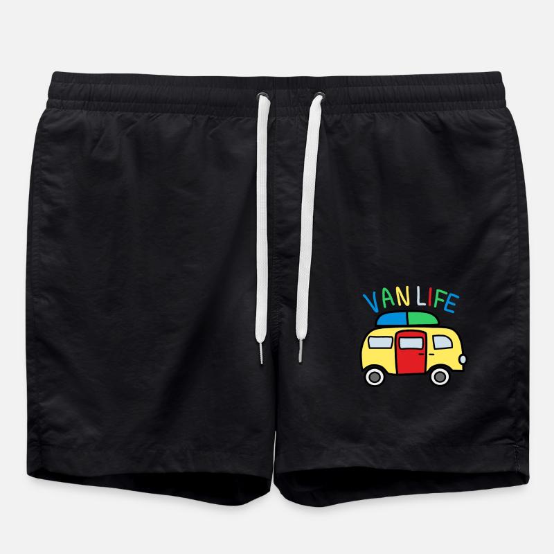 Freedom and Adventure: Camping Life - Swim Trunks - black